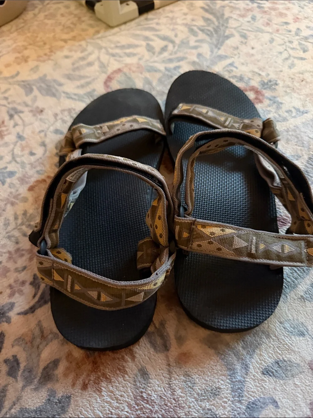 Teva Brown and Black Geometric Strap Men's Sandals